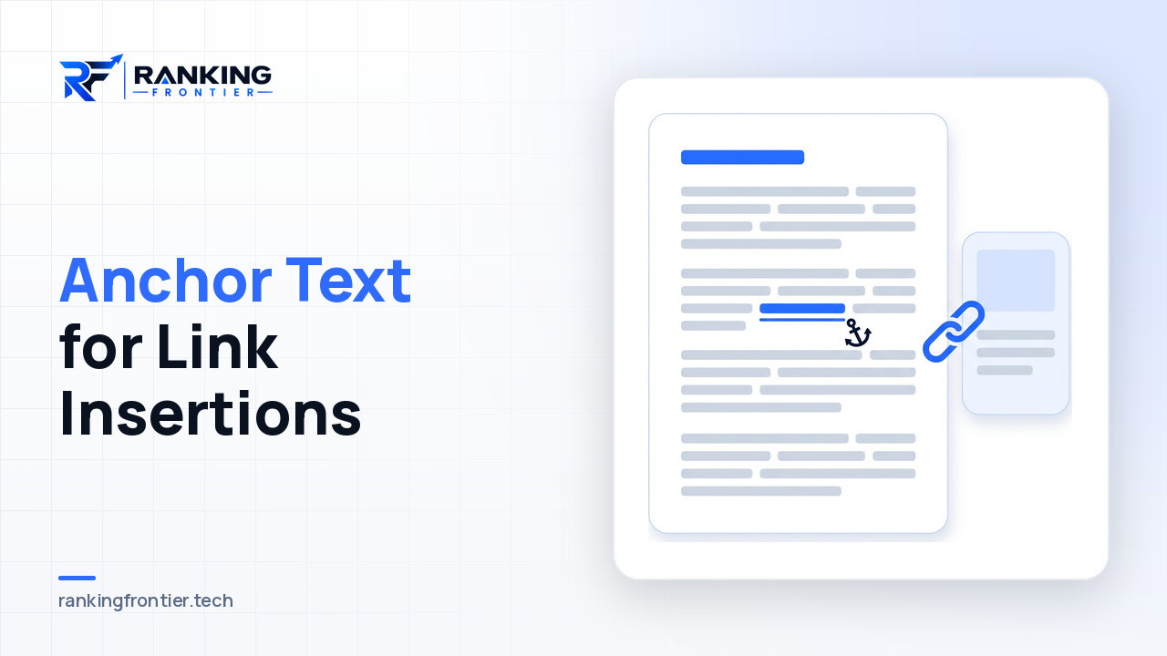 Illustration of a highlighted anchor phrase inside an article linking to another page, representing anchor text and placement for link insertions